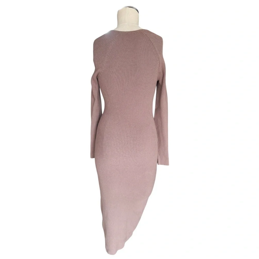 Abercrombie & Fitch Mauve Long Sleeve Bodycon Cut Out Sweater Maxi Dress Sz M